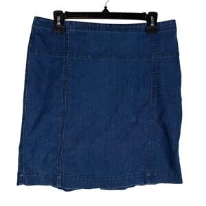 Anne Klein Straight Pencil Skirt Women's 12‎ Petite Blue Denim Stretch Back Zip
